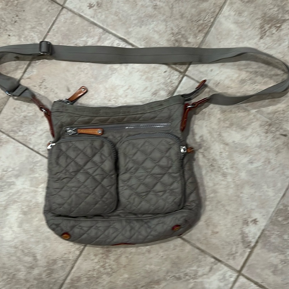 MZ Wallace Cross Body Nylon Bag in tan/ beige